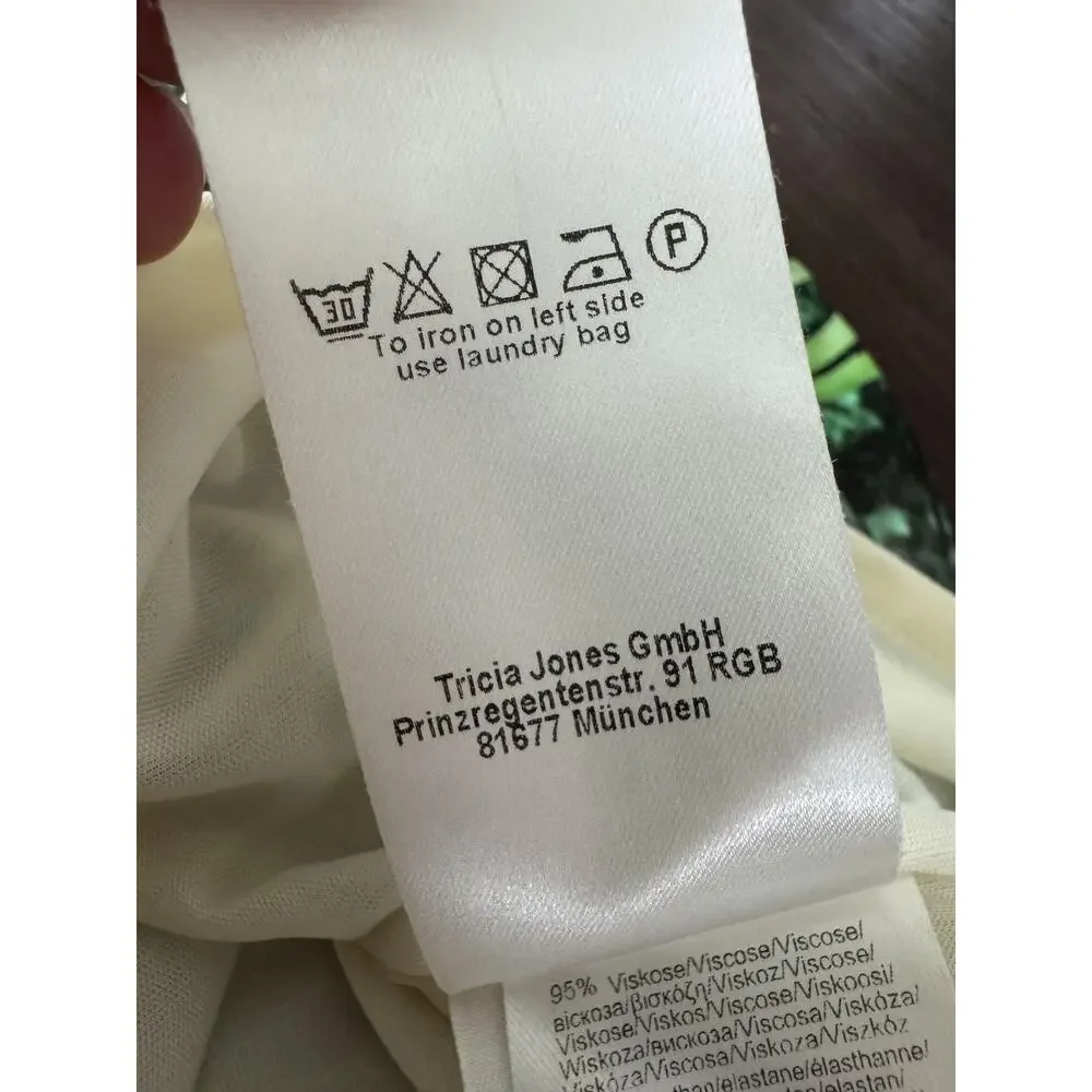 Ana Alcazar Dress Womens M/L 40 Oriental Tropical Palm Print Sheath Green Unique - Picture 6 of 12